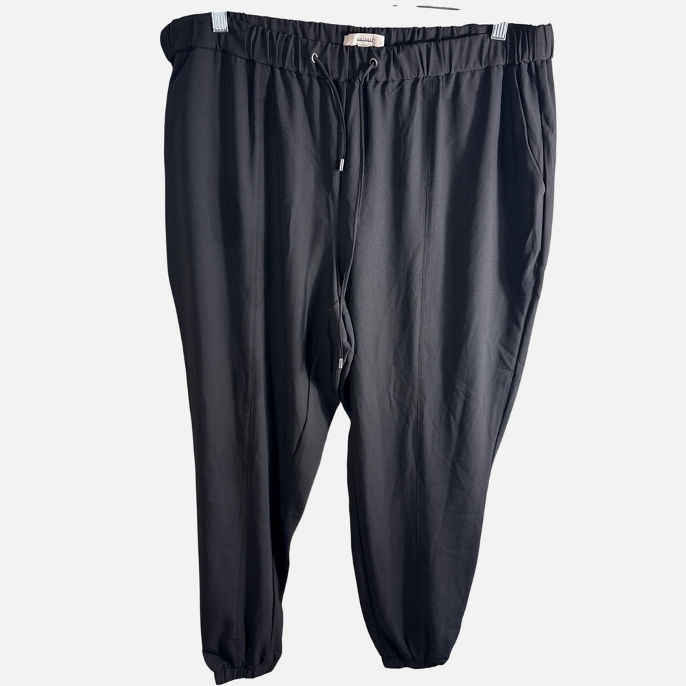 Sejour Womens Black Drawstring Jogger Pants Size‎ 18W SJ385288WN Elastic Waist